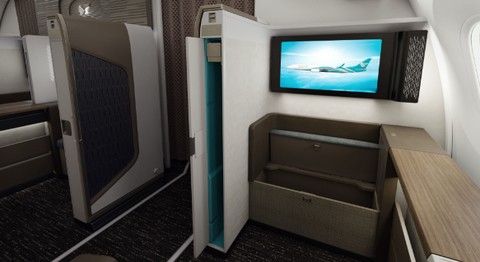 Oman Air First Class Suite stowage space
