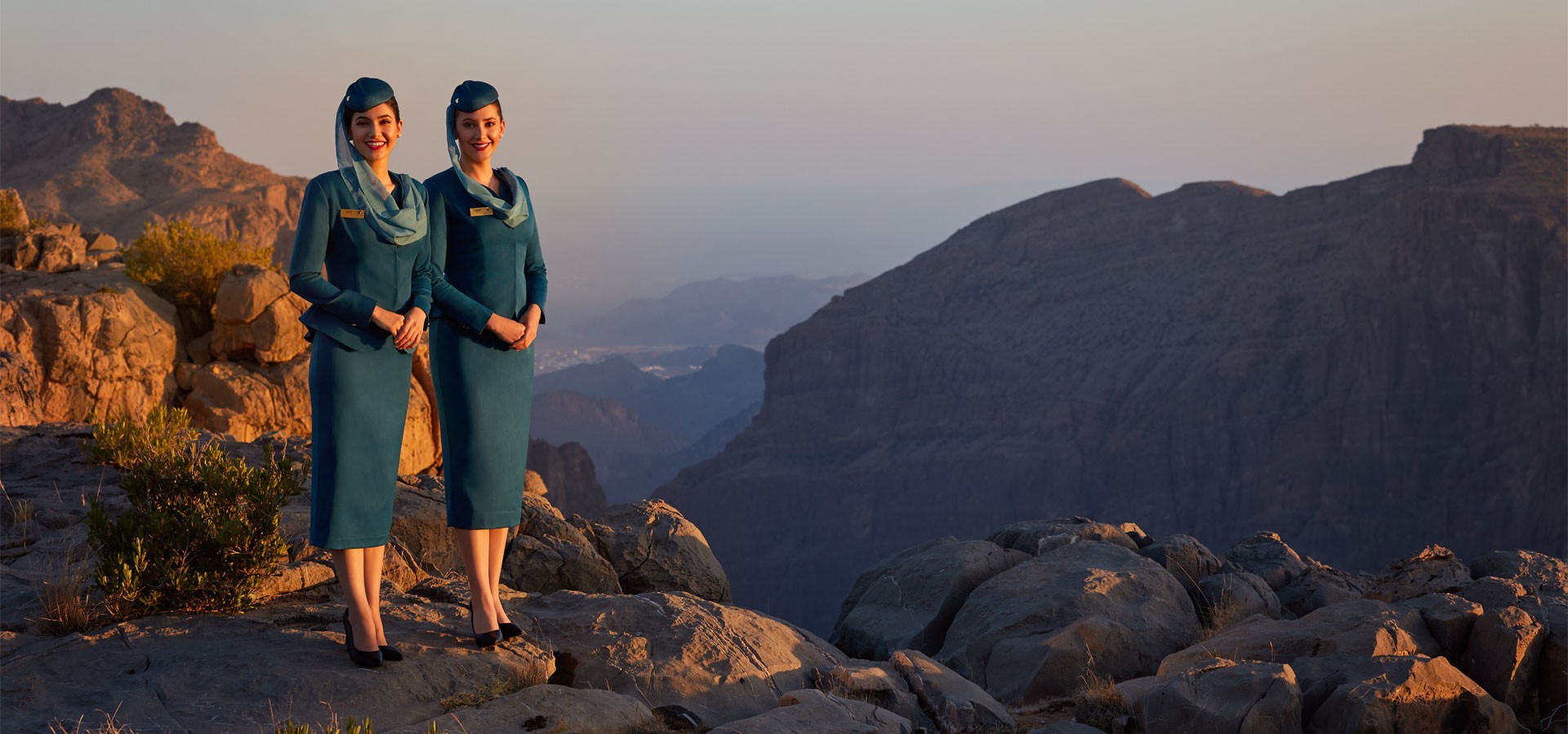 Oman Air Crew in Jabal al akhdar with Omani girl