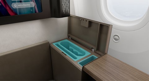 	A chilled minibar housing a selection of beverages